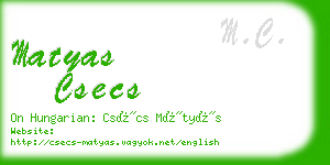 matyas csecs business card